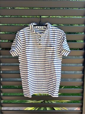 BURGUS PLUS - Shawl Collar Stripes Polo Shirt